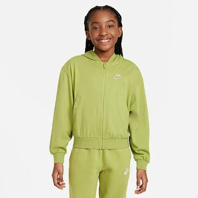 Shop Nike Girls' Sportswear Full-zip Hoodie In Pear/olive Aura