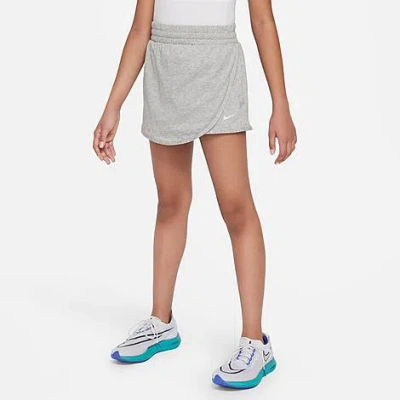 Shop Nike Girls' Breezy Mid-rise Skort In Dark Grey Heather/white