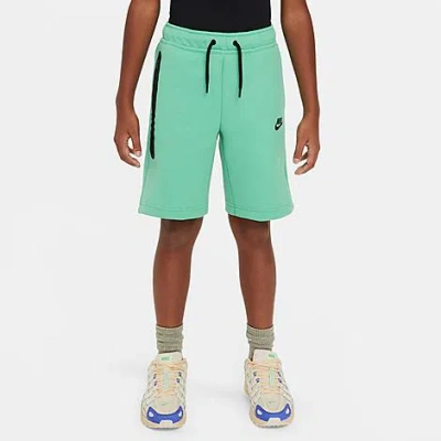 Shop Nike Boys' Tech Fleece Shorts In Spring Green/black/black