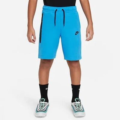 Shop Nike Boys' Tech Fleece Shorts In Light Photo Blue/black/black