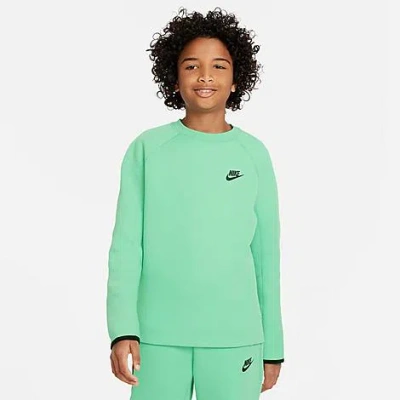 Shop Nike Boys' Sportswear Tech Fleece Sweatshirt In Spring Green/black/black