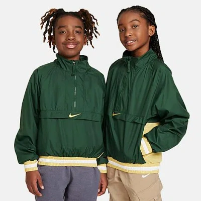 Shop Nike Kids' Repel Half-zip Long-sleeve Jacket In Fir/saturn Gold/saturn Gold