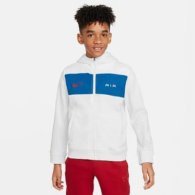 Shop Nike Boys' Air Full-zip Hoodie In White/court Blue