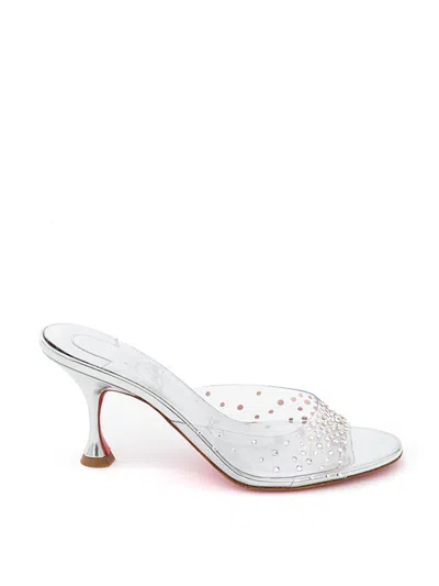 Shop Christian Louboutin Pvc Mules With Crystal Decoration In Silver