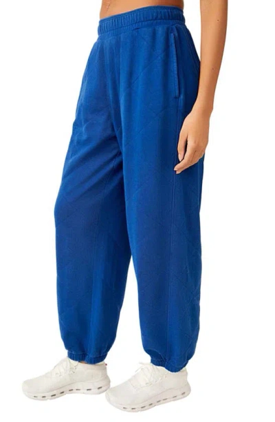 Shop Fp Movement By Free People All Star Quilted Cotton Blend Joggers In Prep School Blue