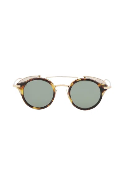 Shop Thom Browne Sunglasses With Side Protectors In Brown