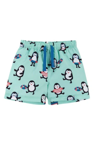 Shop Andy & Evan Rashguard & Shorts Set In Aqua Penguin