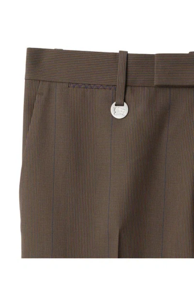 Shop Burberry Pinstripe Wool Pants In Dusk