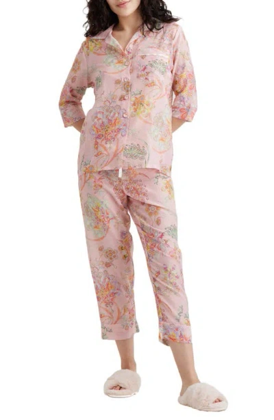 Shop Papinelle Coco Cotton & Silk Crop Pajamas In  Pink