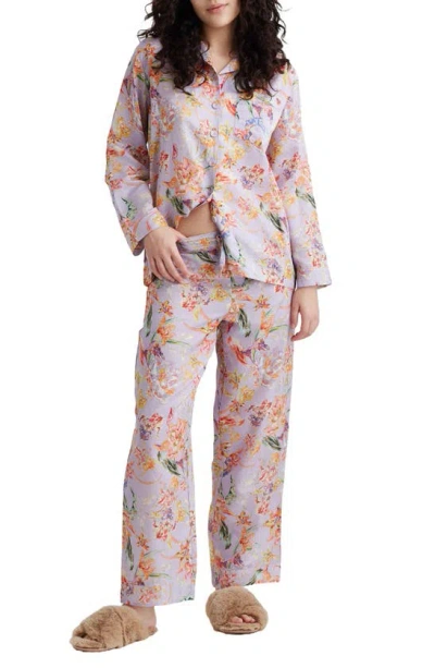 Shop Papinelle Bailey Luxe Cotton & Silk Pajamas In Misty Lilac