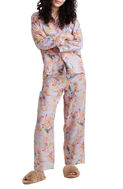 Shop Papinelle Bailey Luxe Cotton & Silk Pajamas In Misty Lilac