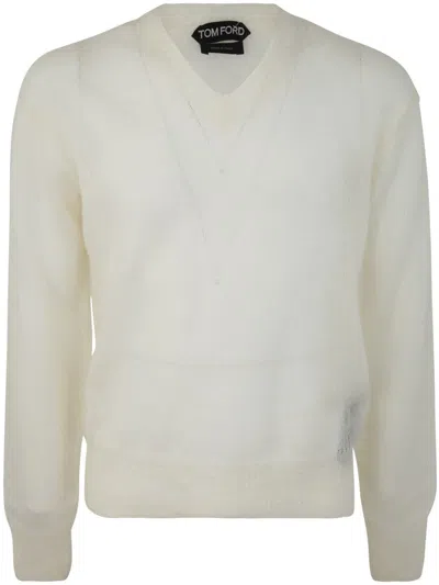 Shop Tom Ford Mohair Blend Is V Neck Clothing In White