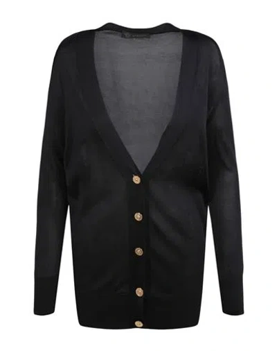 Shop Versace Silk Blend Cardigan Woman Cardigan Black Size 8 Silk, Polyamide, Elastane