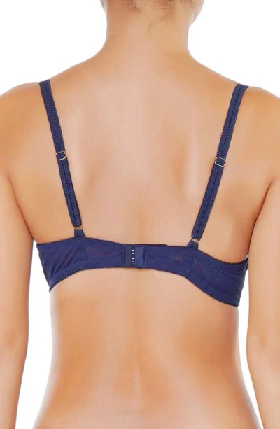 Shop Huit Insouciante Embroidered Underwire Bra In Marine