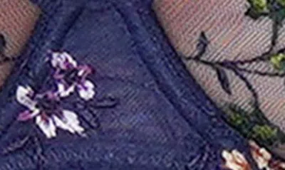 Shop Huit Insouciante Embroidered Underwire Bra In Marine