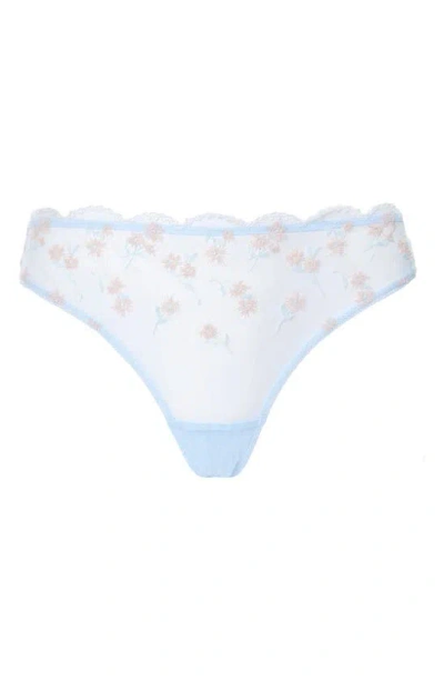 Shop Huit Paradis Embroidered Tanga In Sky Blue