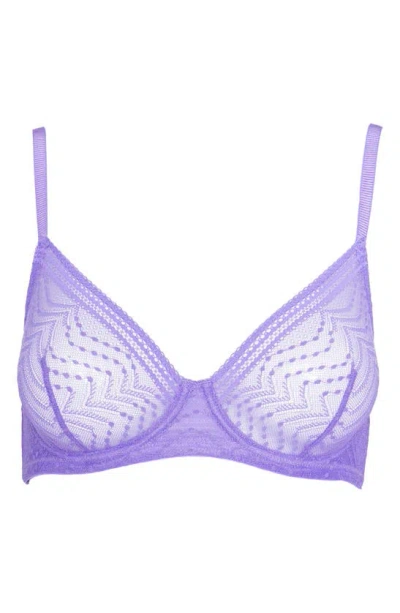 Shop Huit Eclantante Lace Underwire Bra In Purple