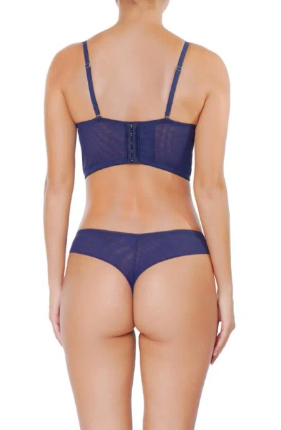 Shop Huit Insouciante Embroidered Demi Bustier In Marine