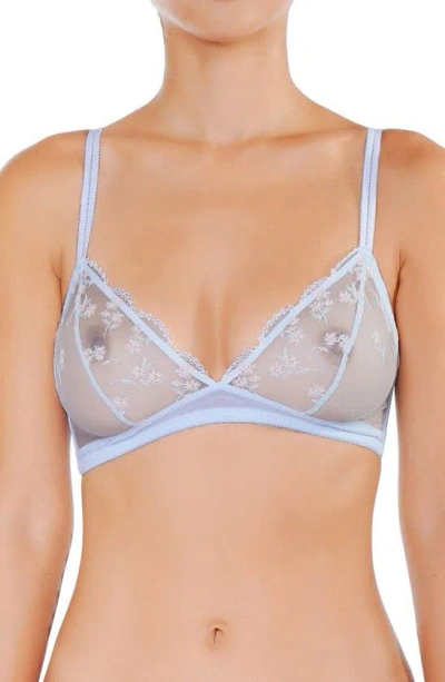Shop Huit Paradis Embroidered Bra In Sky Blue