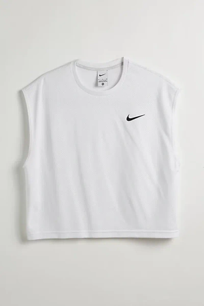 Shop Nike Uo Exclusive Cropped Swim Shirt Top In White, Men's At Urban Outfitters