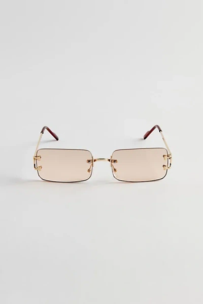 Shop Urban Outfitters Carter Rimless Rectangle Sunglasses In Gold, Men's At