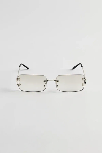 Shop Urban Outfitters Carter Rimless Rectangle Sunglasses In Silver, Men's At