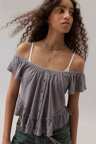 Shop Bdg Harlow Off-the-shoulder Top In Grey, Women's At Urban Outfitters