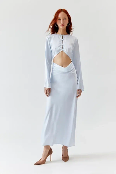 Shop Lioness Amelie Satin Maxi Dress In Light Blue, Women's At Urban Outfitters