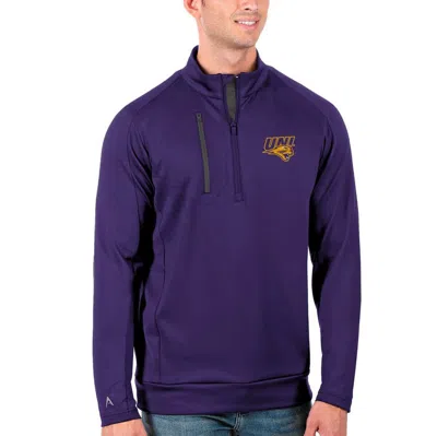 Shop Antigua Purple/charcoal Northern Iowa Panthers Generation Half-zip Pullover Jacket