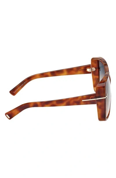 Shop Tom Ford Yvonne 63mm Oversize Gradient Butterfly Sunglasses In Shiny Havana / Turquoise Sand