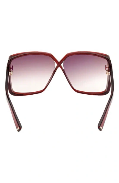 Shop Tom Ford Yvonne 63mm Oversize Gradient Butterfly Sunglasses In Shiny Transparent Red / Brown