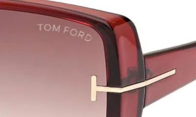 Shop Tom Ford Yvonne 63mm Oversize Gradient Butterfly Sunglasses In Shiny Transparent Red / Brown