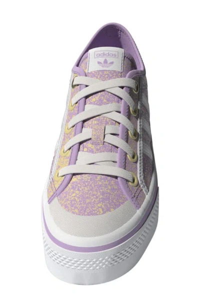 Shop Adidas Originals Kids' Nizza Speckled Platform Sneaker In Purple/ White/ Yellow