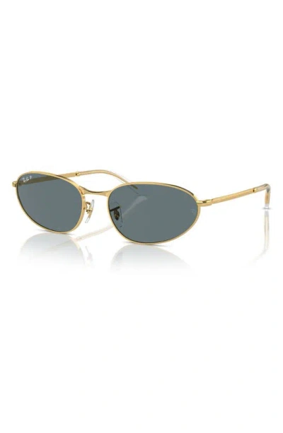 Ray Ban 56mm Polarized Irregular Oval Sunglasses In Gold Flash