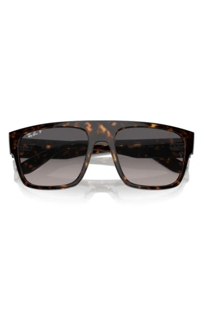 Ray Ban 57mm Polarized Square Sunglasses In Havana