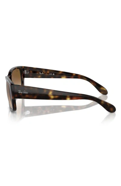 Shop Ray Ban 58mm Gradient Polarized Rectangular Sunglasses In Havana