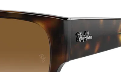 Shop Ray Ban 58mm Gradient Polarized Rectangular Sunglasses In Havana