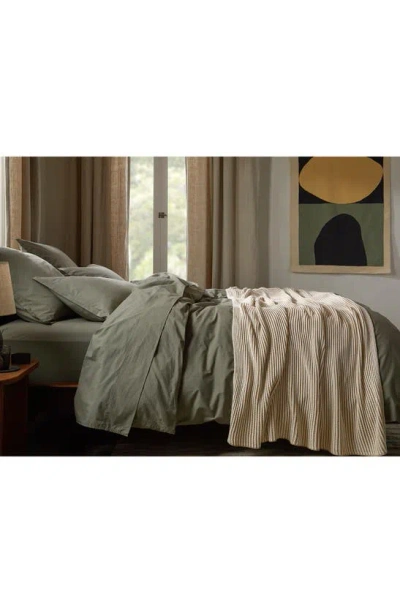 Parachute Two-tone Organic Cotton Ribbed Throw Blanket In Cream And Flax