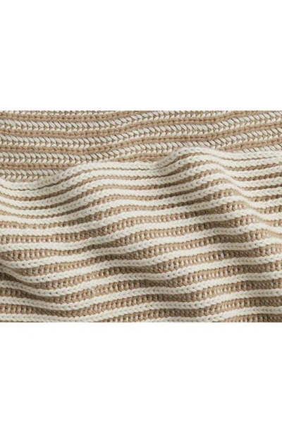 Shop Parachute Two-tone Organic Cotton Ribbed Throw Blanket In Cream And Flax