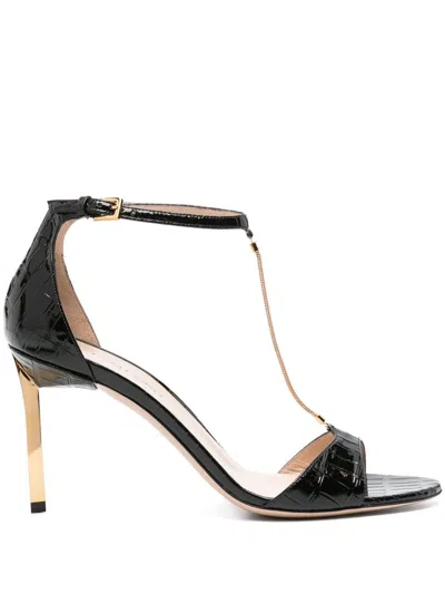 Shop Tom Ford Emanuelle 85 Leather Sandals - Women's - Calf Leather/goat Skin/brasssteel In Black