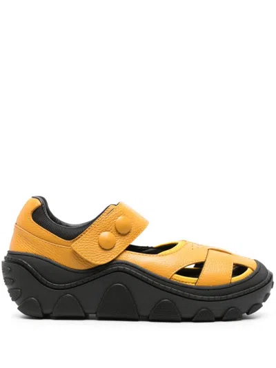 Shop Kiko Kostadinov Yellow Hybrid Leather Sandals