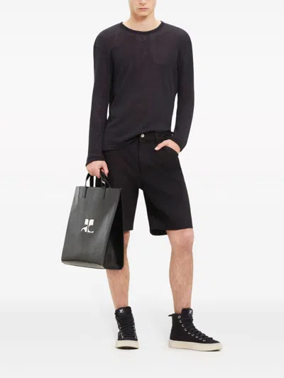 Shop Courrèges Mesh Long Sleeves T-shirt Men Black In Cotton