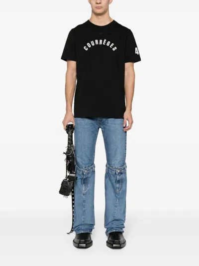 Shop Courrèges Ac Straight Printed T-shirt Men Black In Cotton