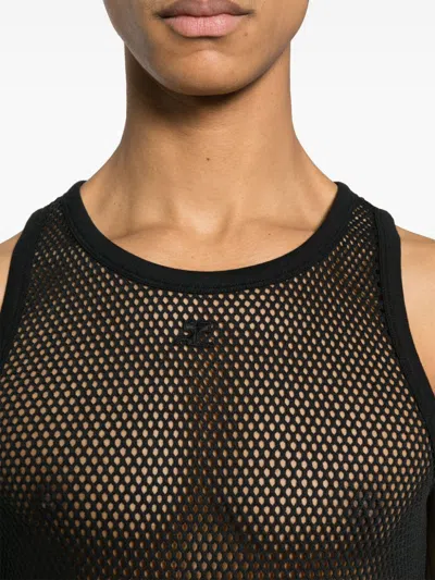 Shop Courrèges Ac Fishnet Tank Top Men Black In Cotton