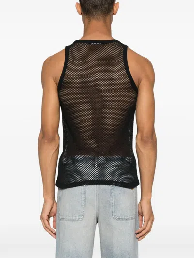 Shop Courrèges Ac Fishnet Tank Top Men Black In Cotton