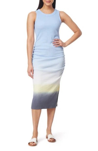 Shop C&c California C & C California Frances Cotton Blend Rib Body-con Dress In Soft Chambray Dip Dye