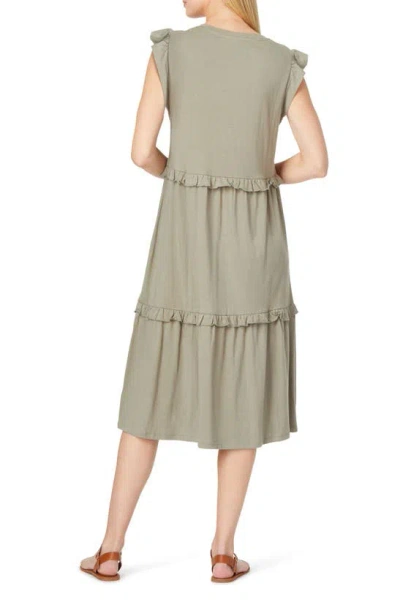 Shop C&c California Jada Tiered Ruffle Midi Dress In Vetiver