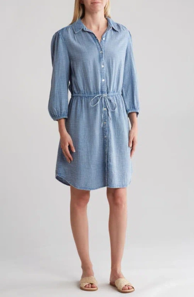 Shop C&c California Marie Double Cotton Gauze Shirtdress In Light Indigo Garment Dye