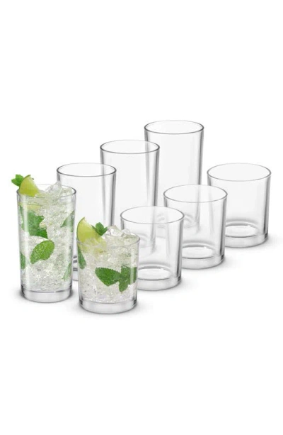 Joyjolt Alain Set Of 8 Dof & Highball Glasses In Clear