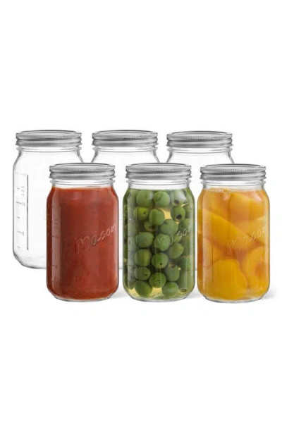 Joyjolt 42-piece Wide Mouth Mason Jars With Airtight Lids In Clear/ Silver